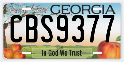 GA license plate CBS9377