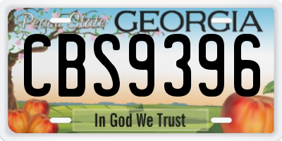 GA license plate CBS9396