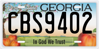 GA license plate CBS9402