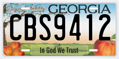 GA license plate CBS9412