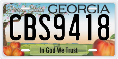 GA license plate CBS9418