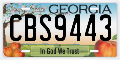 GA license plate CBS9443