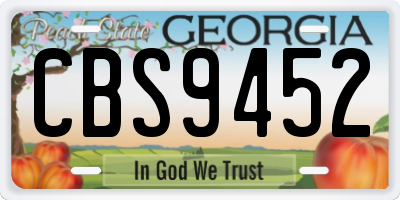 GA license plate CBS9452