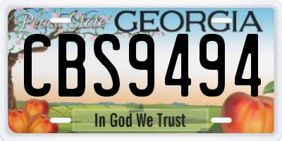 GA license plate CBS9494