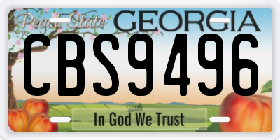 GA license plate CBS9496
