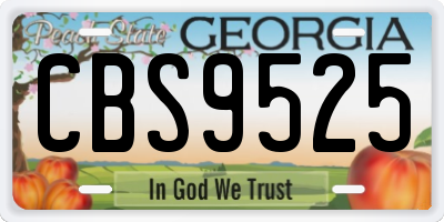GA license plate CBS9525