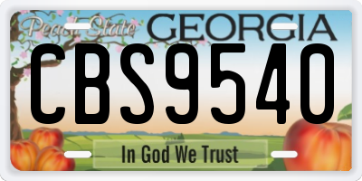 GA license plate CBS9540