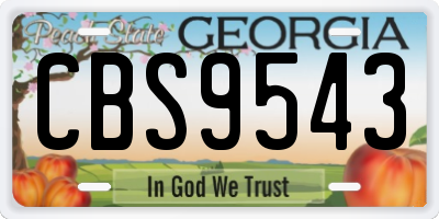 GA license plate CBS9543