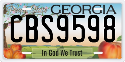 GA license plate CBS9598
