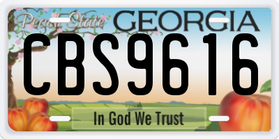 GA license plate CBS9616