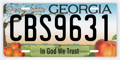 GA license plate CBS9631