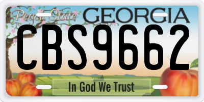 GA license plate CBS9662