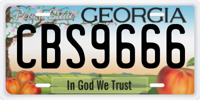 GA license plate CBS9666