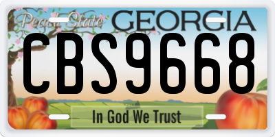 GA license plate CBS9668