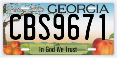 GA license plate CBS9671