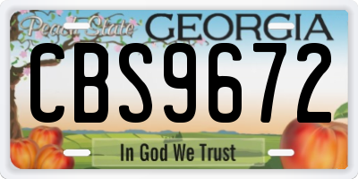 GA license plate CBS9672