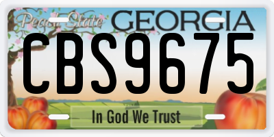 GA license plate CBS9675