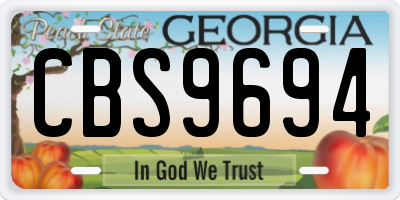GA license plate CBS9694