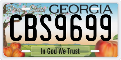 GA license plate CBS9699