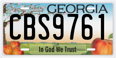 GA license plate CBS9761