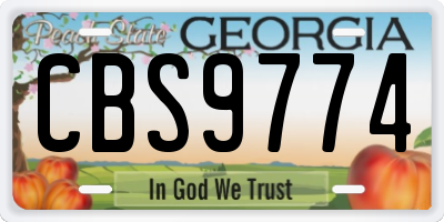 GA license plate CBS9774