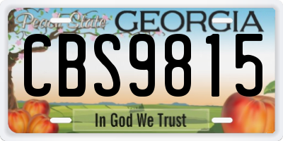 GA license plate CBS9815