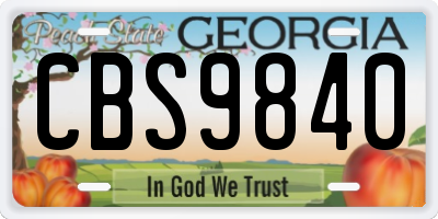 GA license plate CBS9840