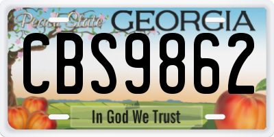 GA license plate CBS9862