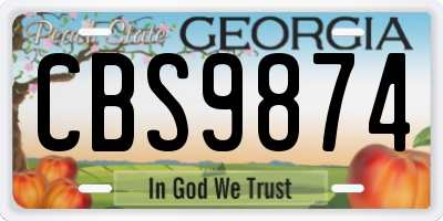 GA license plate CBS9874