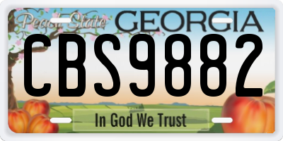 GA license plate CBS9882