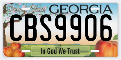 GA license plate CBS9906