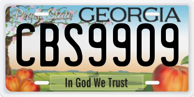 GA license plate CBS9909