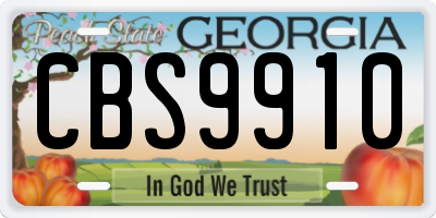 GA license plate CBS9910