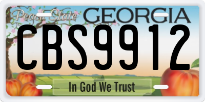 GA license plate CBS9912