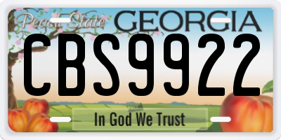 GA license plate CBS9922