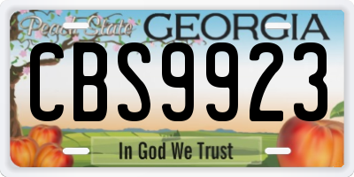 GA license plate CBS9923