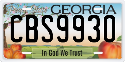GA license plate CBS9930