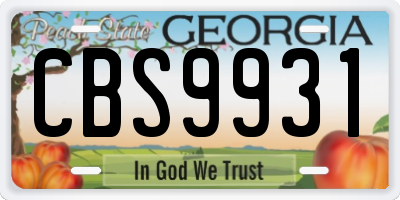 GA license plate CBS9931