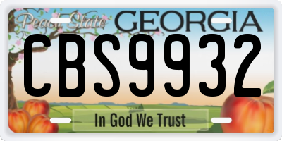 GA license plate CBS9932