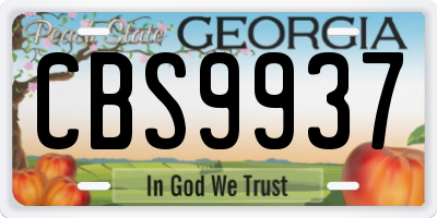 GA license plate CBS9937