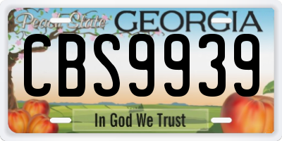 GA license plate CBS9939