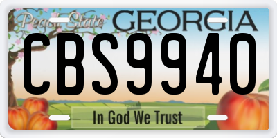 GA license plate CBS9940
