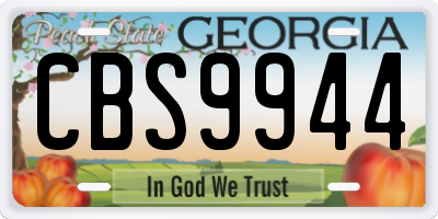GA license plate CBS9944