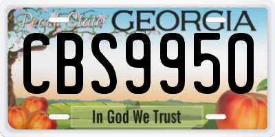 GA license plate CBS9950
