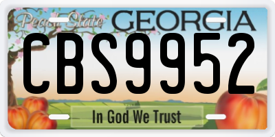 GA license plate CBS9952