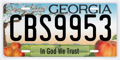 GA license plate CBS9953