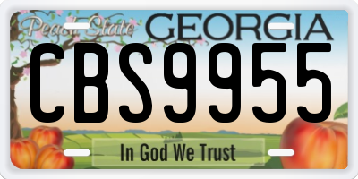 GA license plate CBS9955