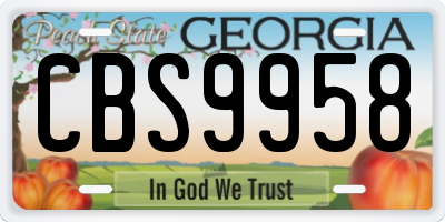 GA license plate CBS9958