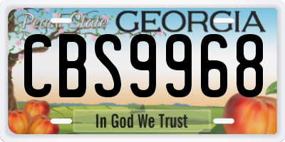 GA license plate CBS9968