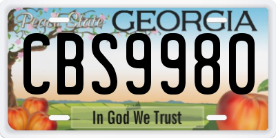 GA license plate CBS9980